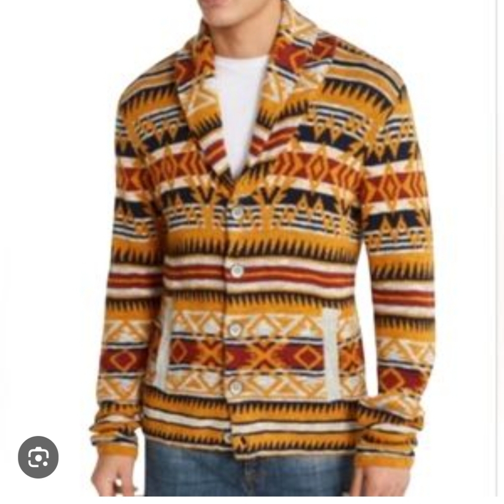 AMERICAN RAG Men's Cardigan Sweater Aztec Design SZ XLarge